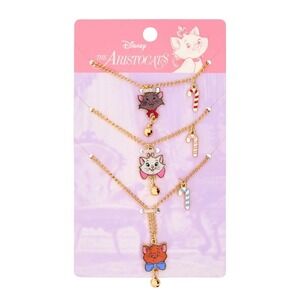 Disney The Aristocats Marie Kittens 3‎ Necklace Set Candy Cane GoldTone NWT